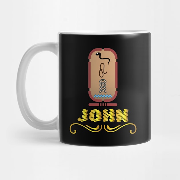 JOHN-American names in hieroglyphic letters-JOHN, name in a Pharaonic Khartouch-Hieroglyphic pharaonic names by egygraphics